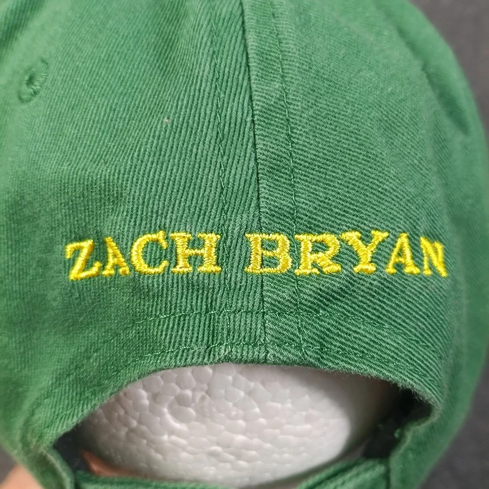 Zach Bryan Baseball Cap Hat Green Bull Head Burn Embroidered Strapback